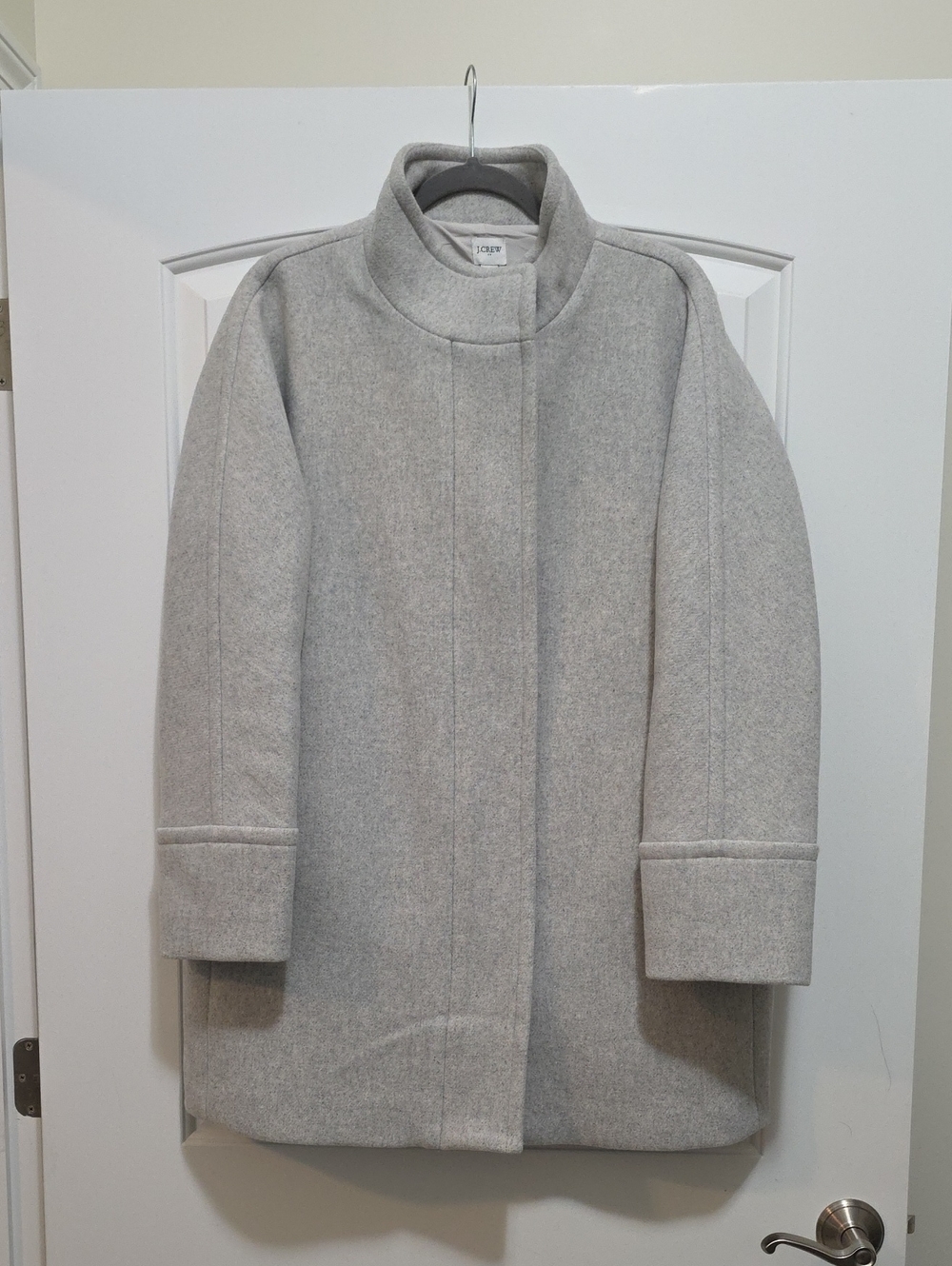 J. Crew Light Gray Wool-Blend Funnel Neck Pea Coat